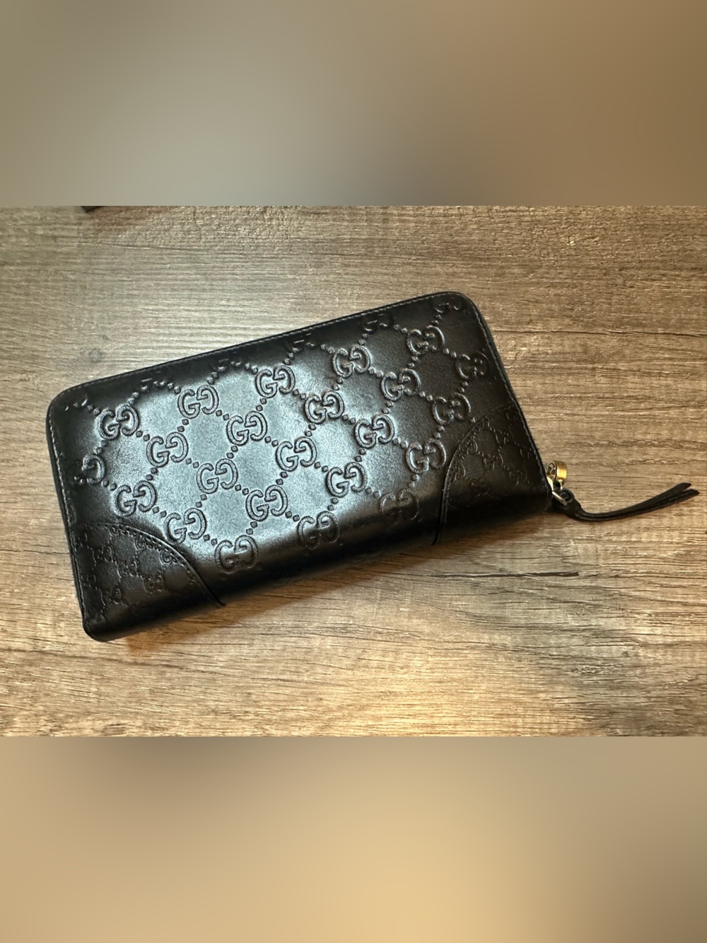 Gucci Black Guccissima Leather Zip Around Wallet - Picture 2 of 13
